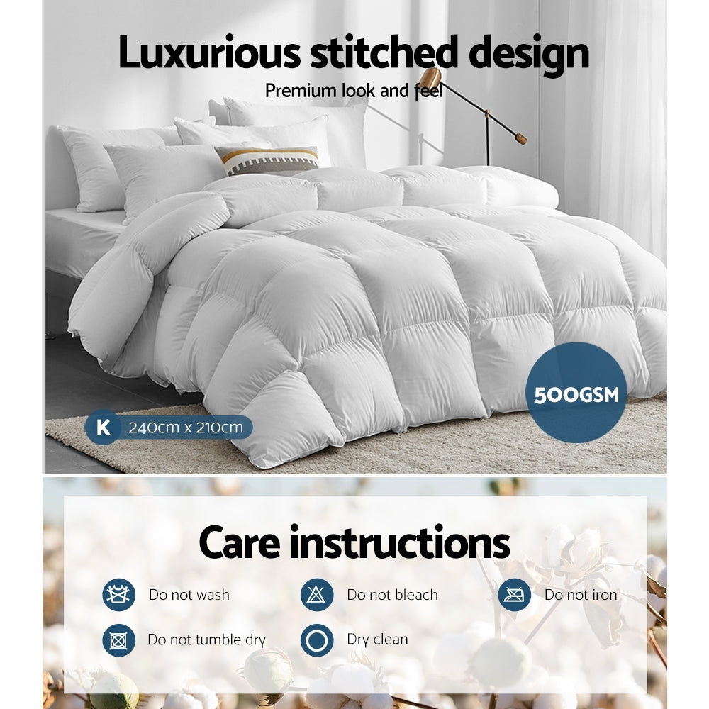 Valore Duck Feather Down Quilt – White – King