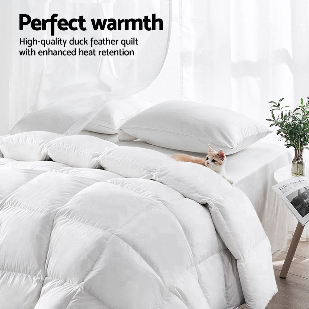 Valore Duck Feather Down Quilt – White – Queen