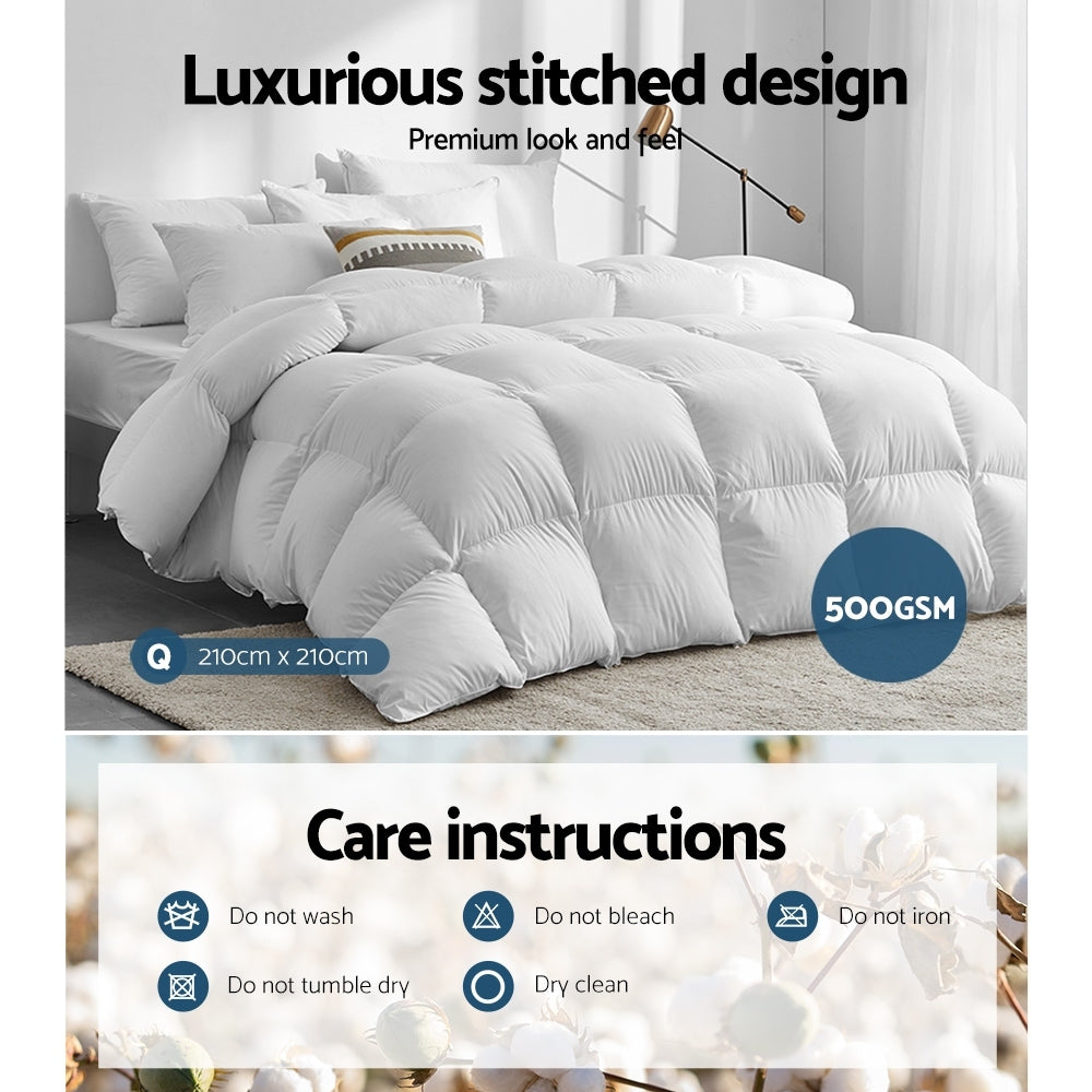 Valore Duck Feather Down Quilt – White – Queen