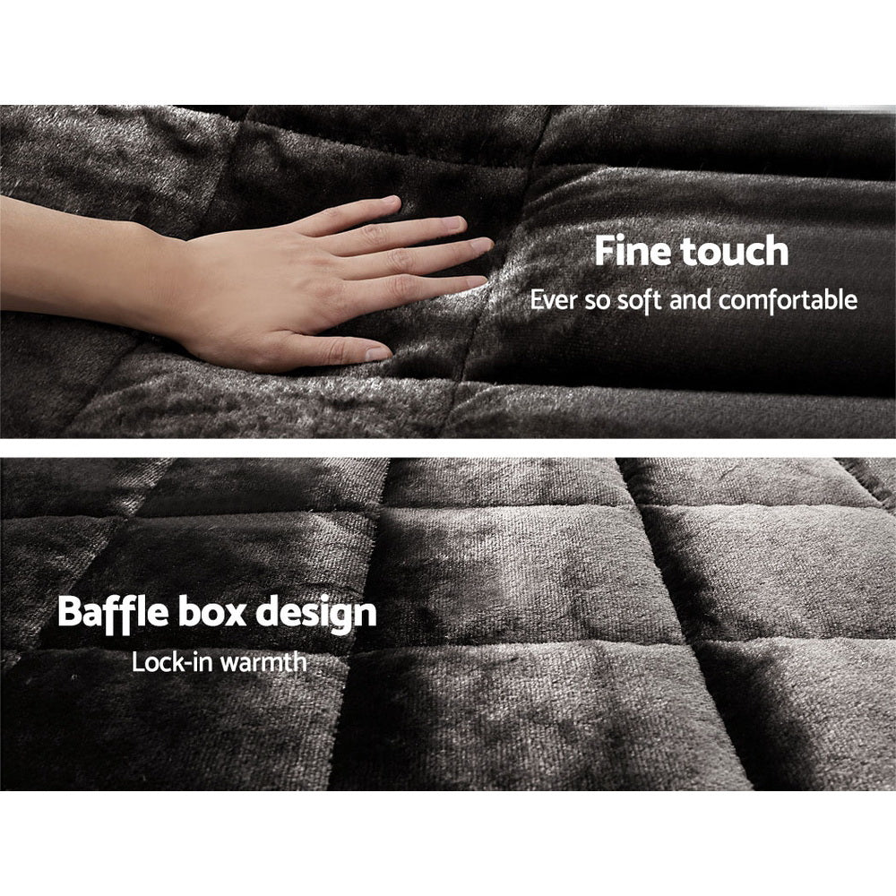 Halston Faux Mink Quilt – Charcoal – Double