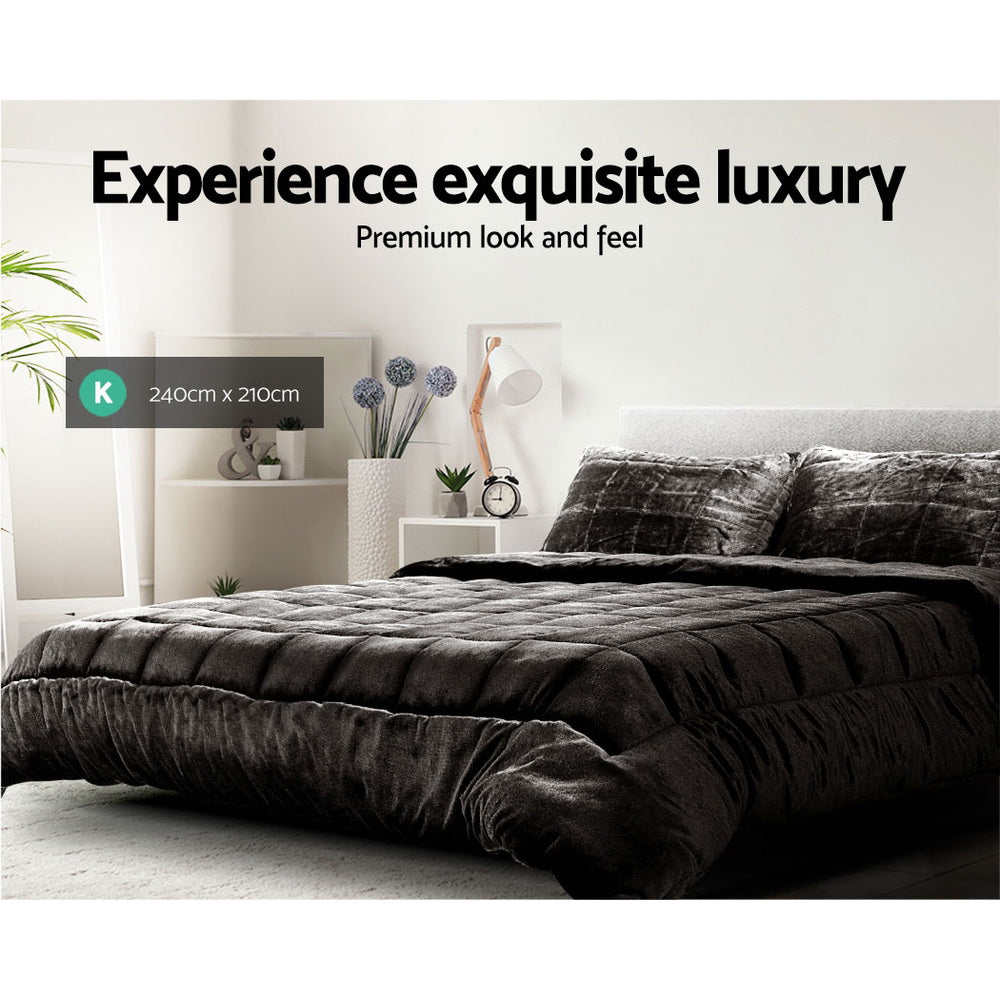 Halston Faux Mink Quilt – Charcoal – King
