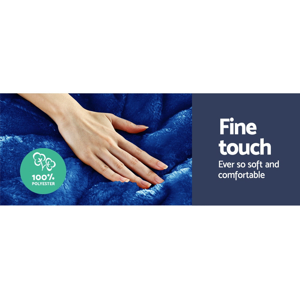 Luxora Faux Mink Quilt – Blue – Queen