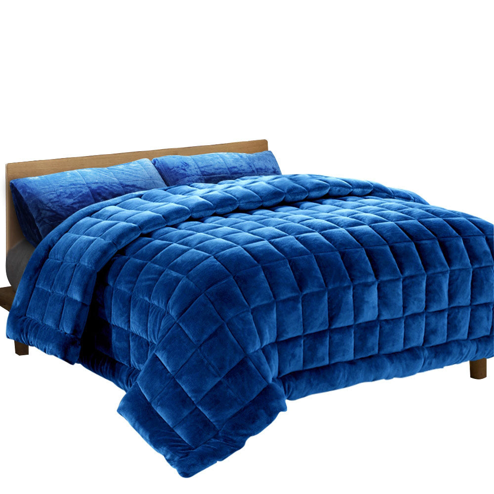 Faux Mink Quilt Blue – Super King