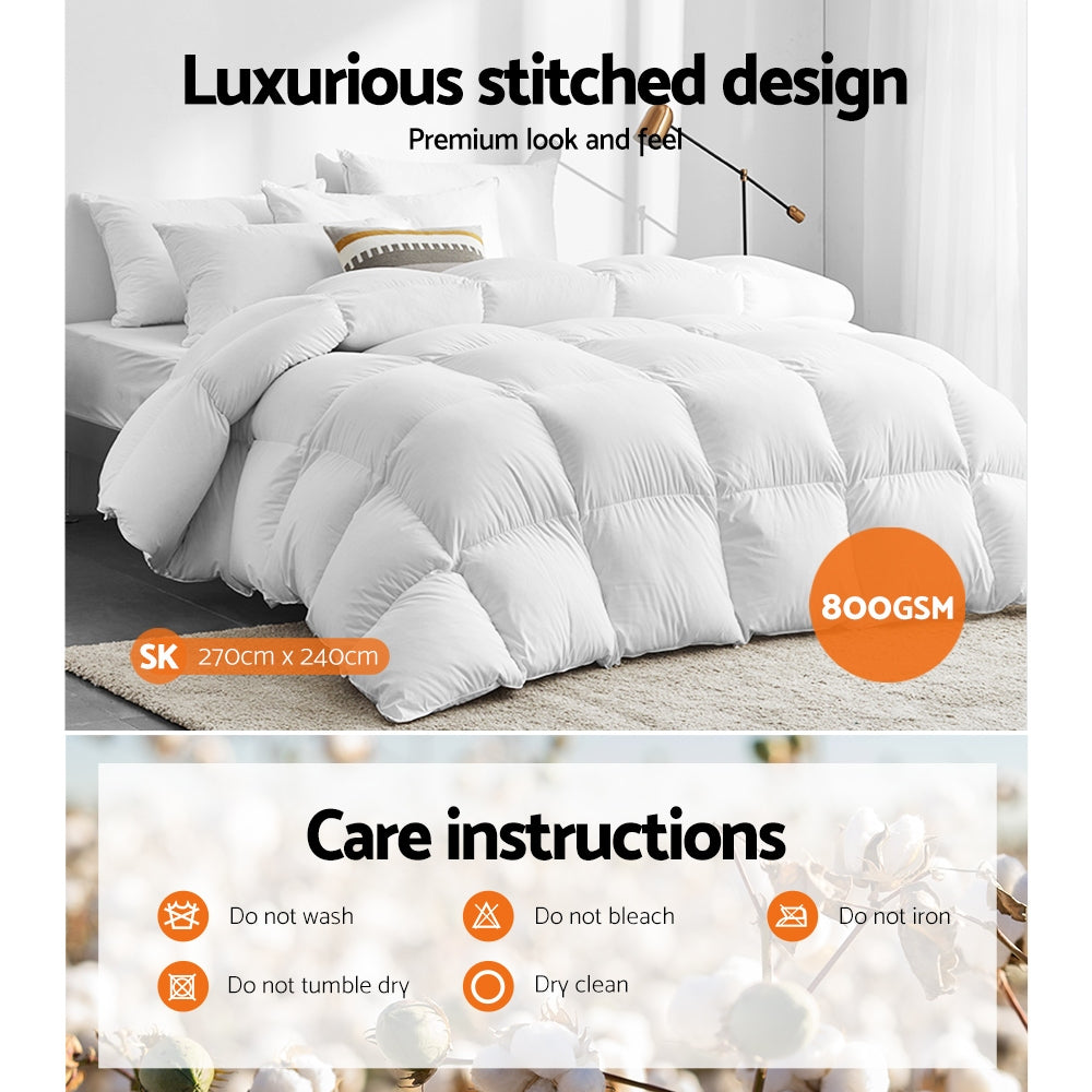 Rowan Goose Down Feather Quilt – White – Super King