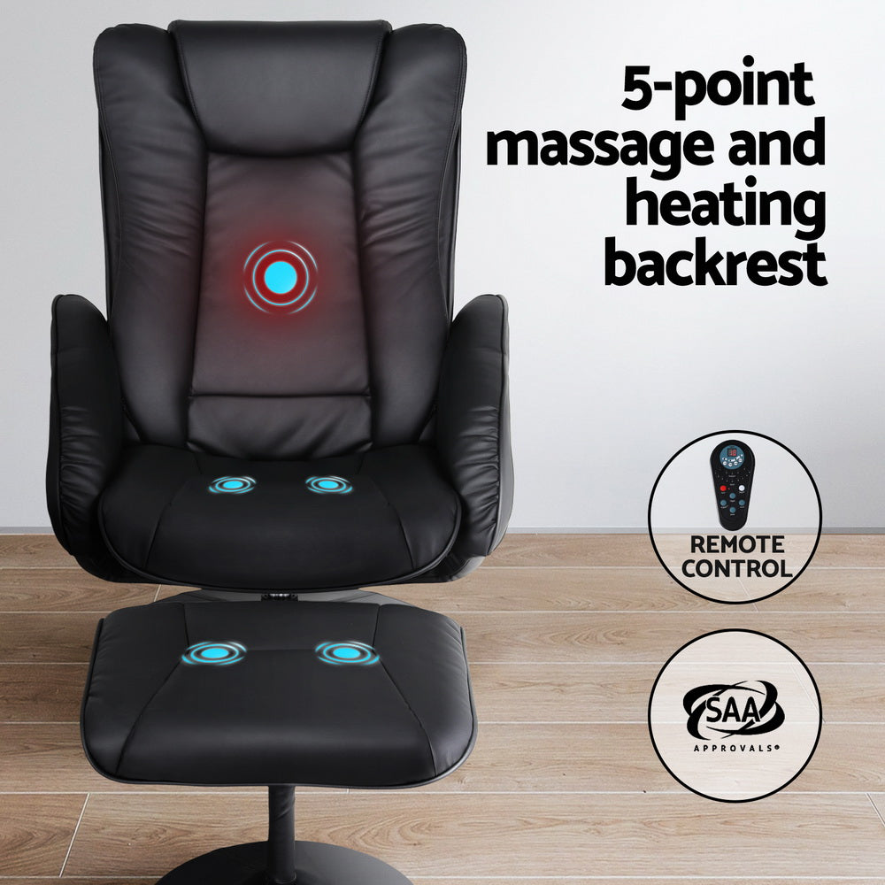 Cobble Heated Massage Recliner Chair – Black – Single