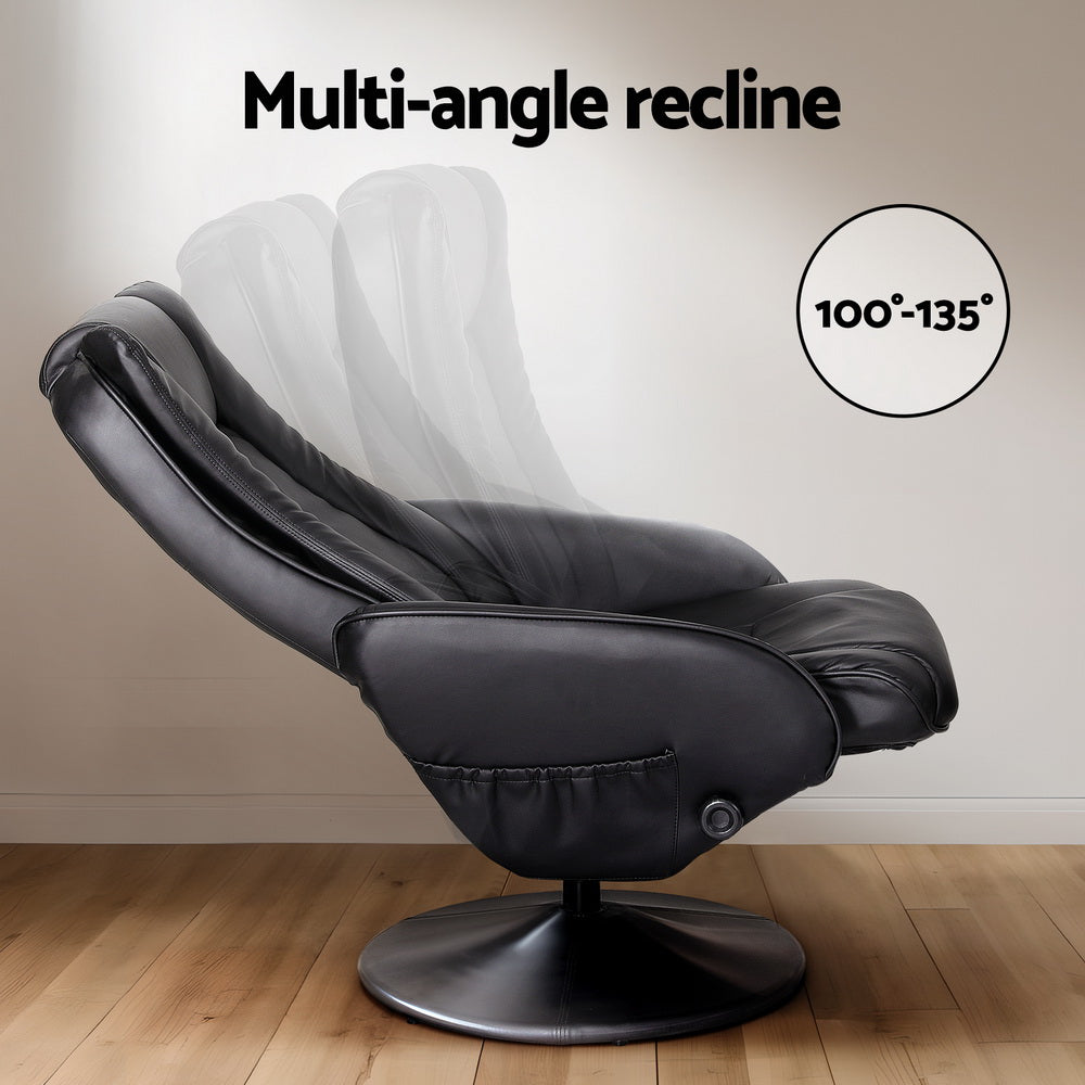 Alderon Heated Massage Recliner Chairs – Black – Set of 2