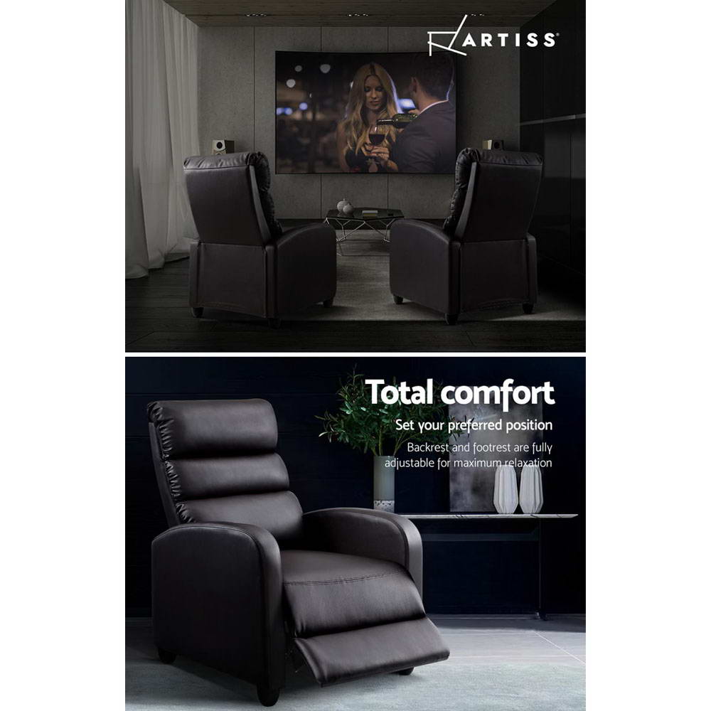 Paramount Leather Recliner Armchair – Brown – Full Recline