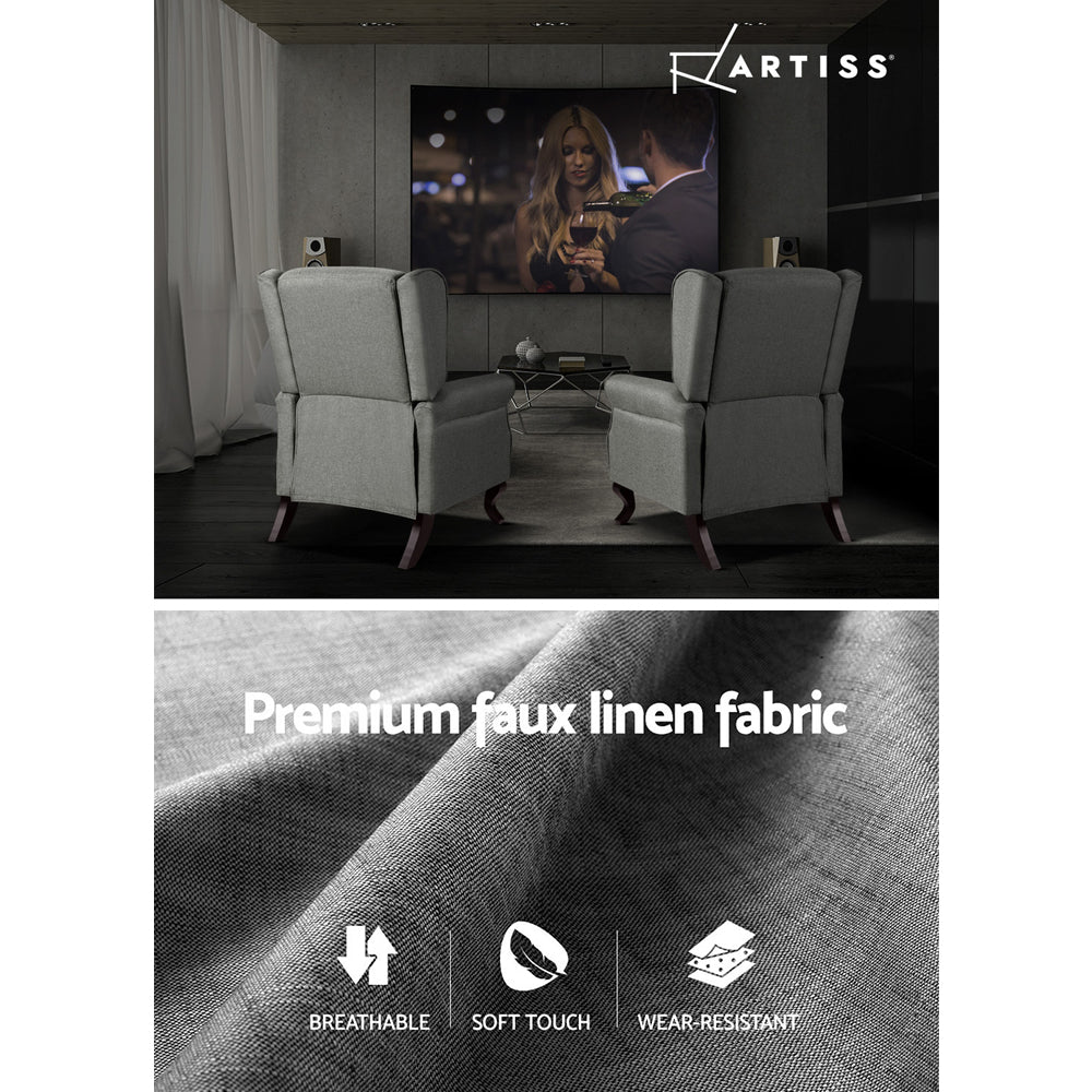 Carlsen Recliner Armchair – Grey – Standard