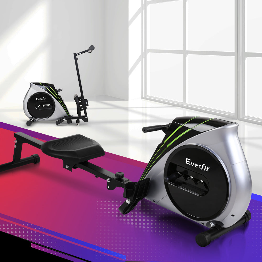 Rowing Machine Rower Elastic Rope Resistance Fitness Home Cardio Silver