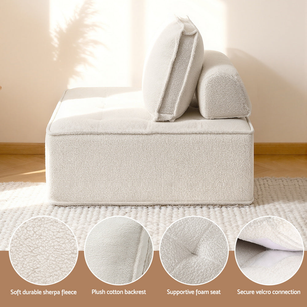 Rowan Floor Sofa Modular Lounge Set – White – Set of 2