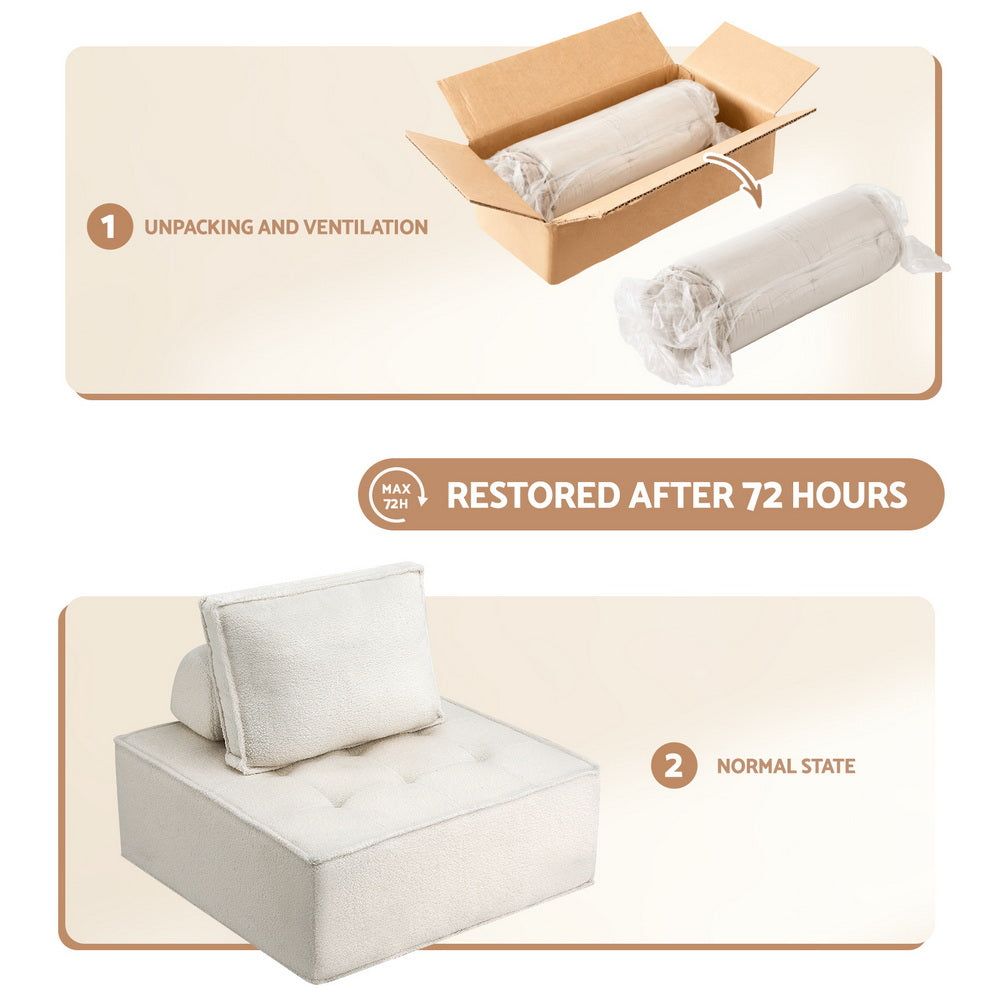 Camden Floor Sofa Modular Lounge Set – White – Set of 5