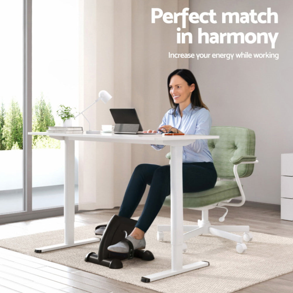 Linden Electric Standing Desk with Exercise Bike – White – 120 cm