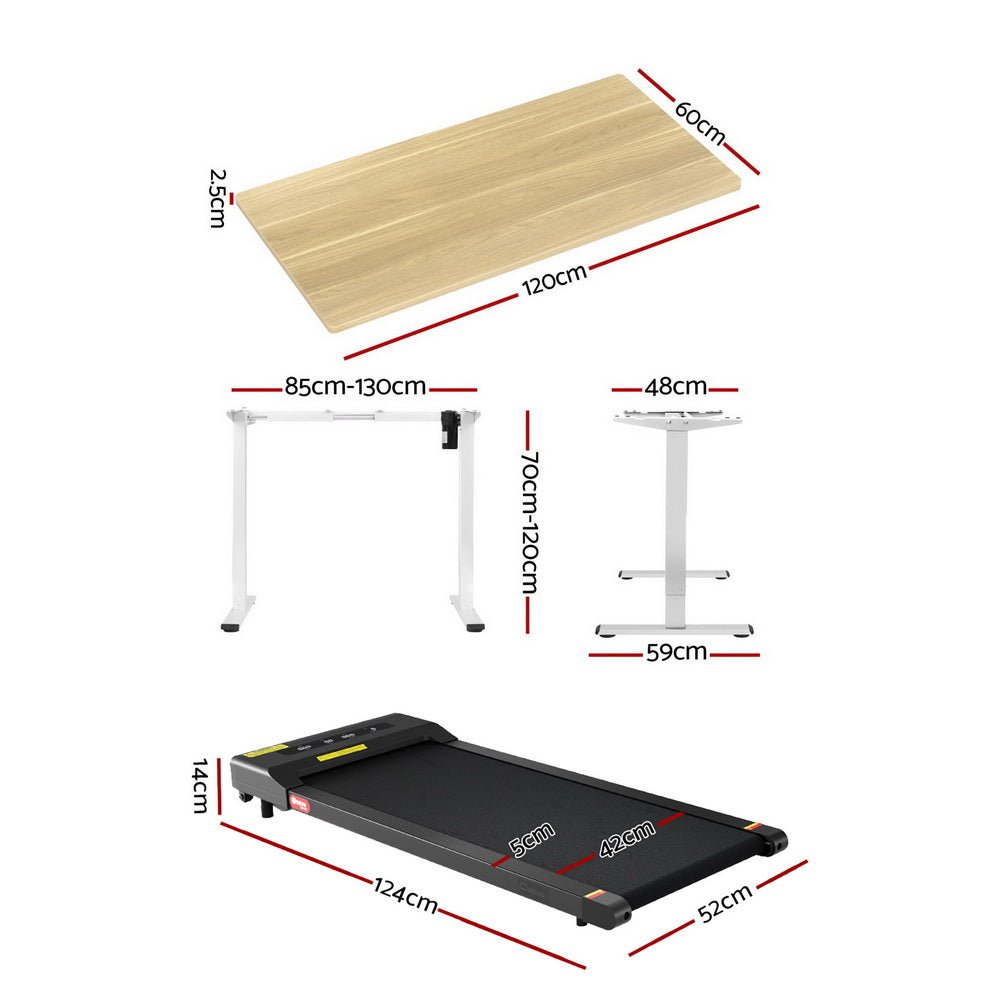 Kaison Electric Standing Desk with Walking Pad – Oak – 140 cm