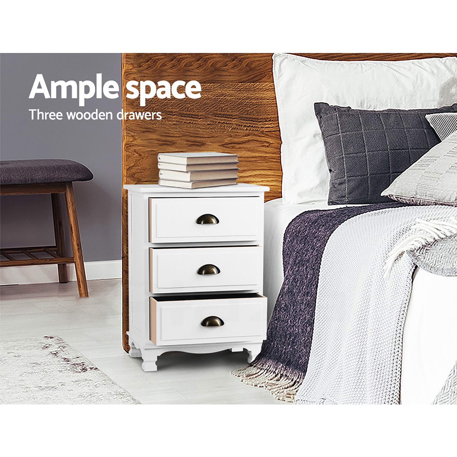 Thyme Vintage Bedside Tables – White – Set of 2