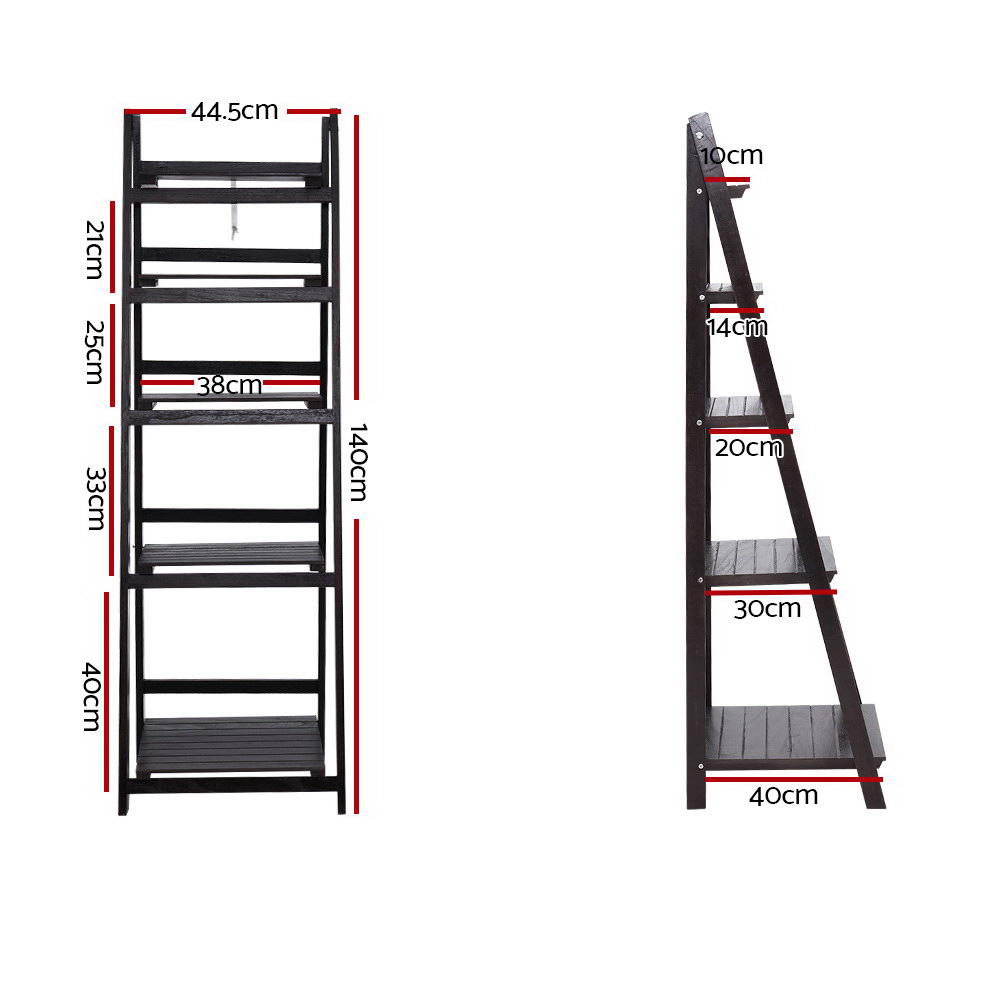 Cascade Ladder Bookshelf – Coffee – 5 Tier