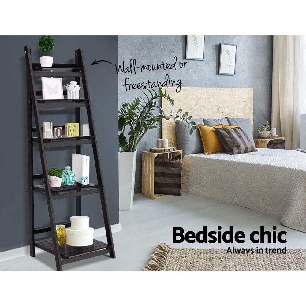 Cascade Ladder Bookshelf – Coffee – 5 Tier