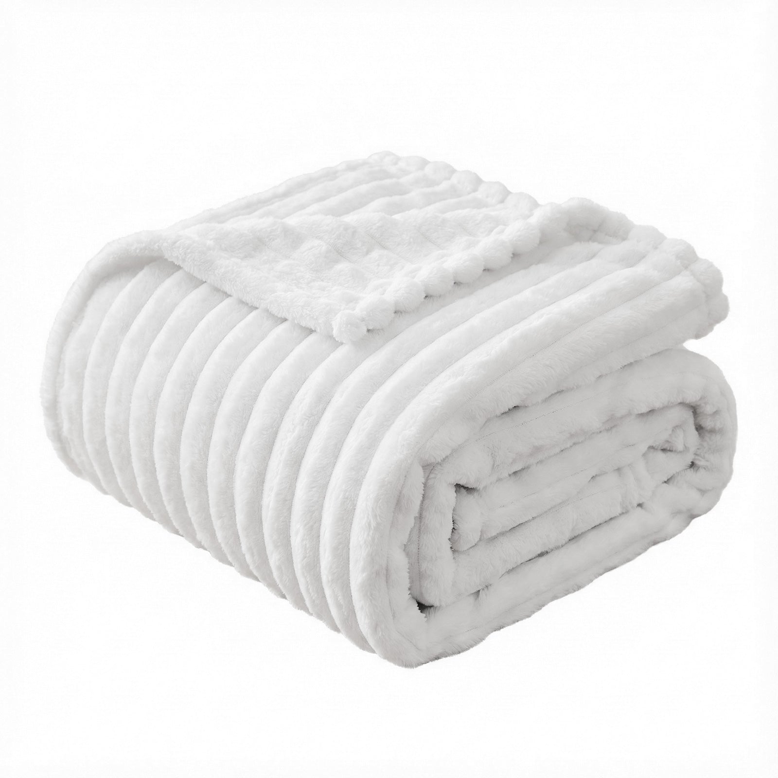 Mirabel Fleece Throw Blanket – White – 127 × 152 cm