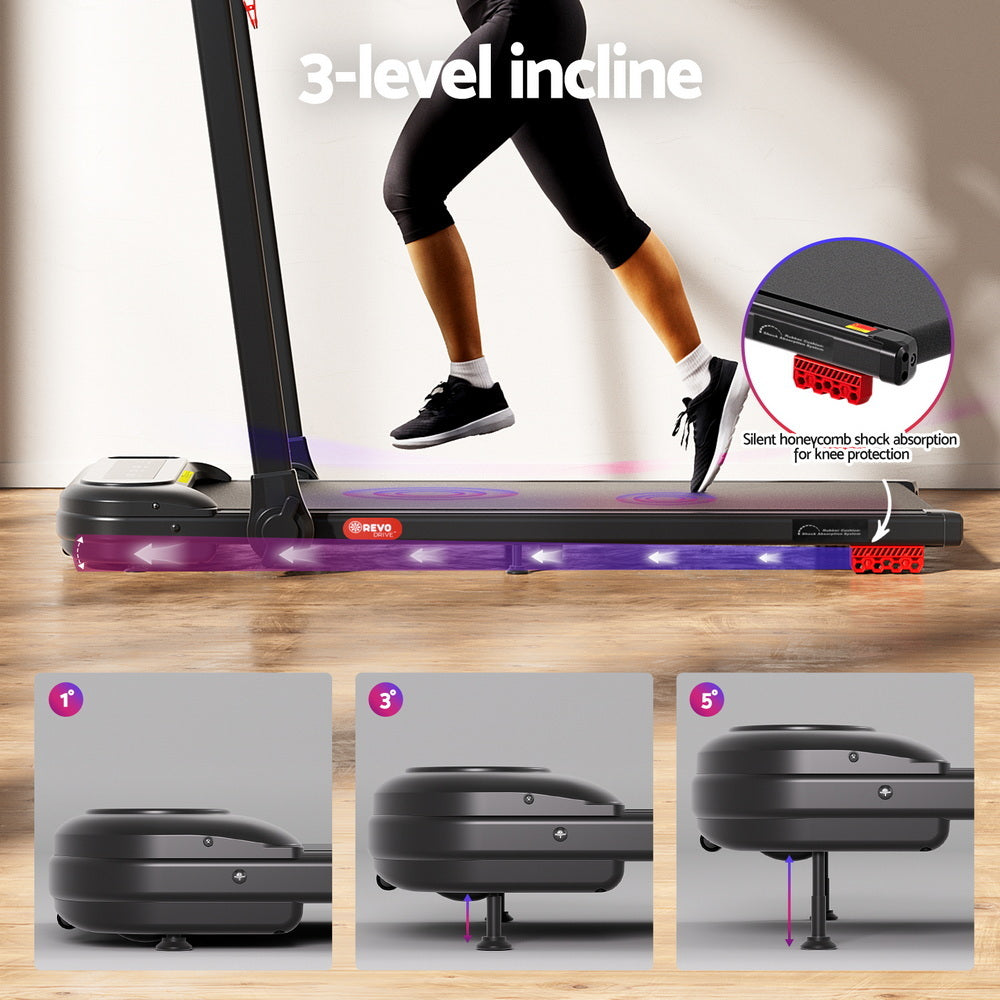 Kaelem Electric Walking Pad with Incline – Black – 400mm