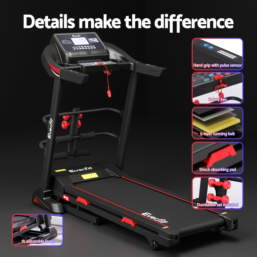 Hudson Electric Treadmill with Sit Up Bar – Black – 45 cm