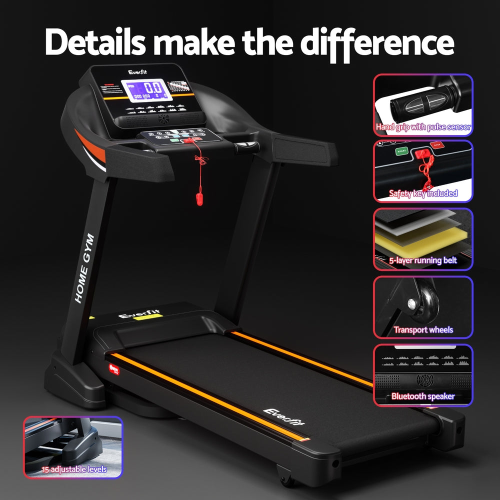 Elevation Auto Incline Electric Treadmill – Black – 490mm