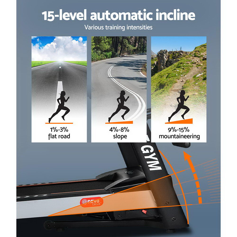 Nexus Electric Treadmill with Massager – Black – 45 cm Belt