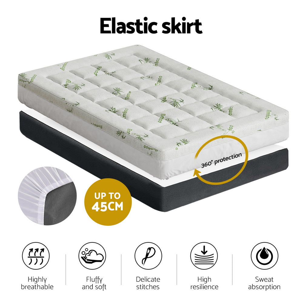 Serano Bamboo Mattress Topper – White – King Single