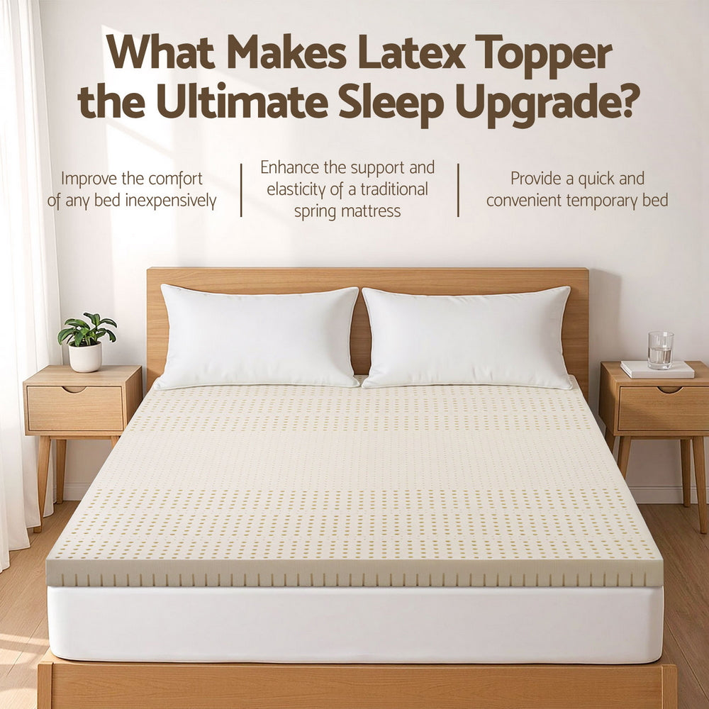 Halston Natural Latex Mattress Topper – White – King