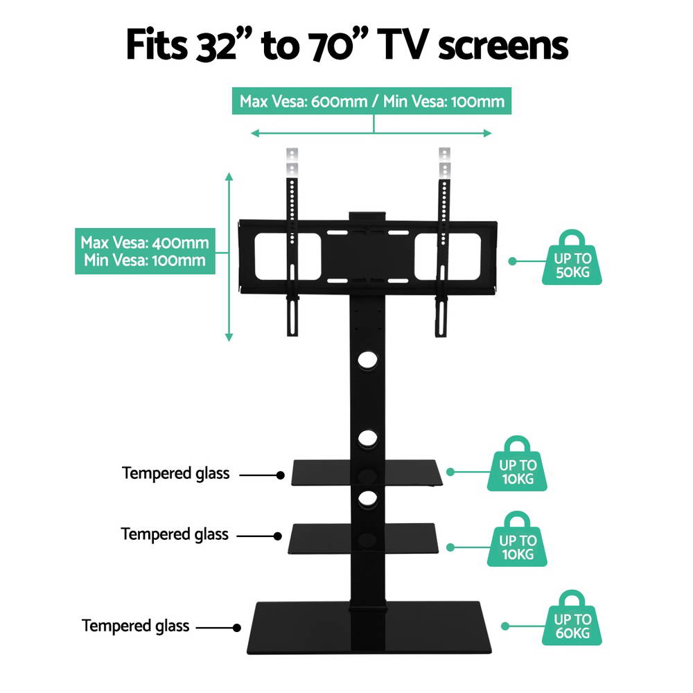Linden TV Stand – Black – 32" to 70"