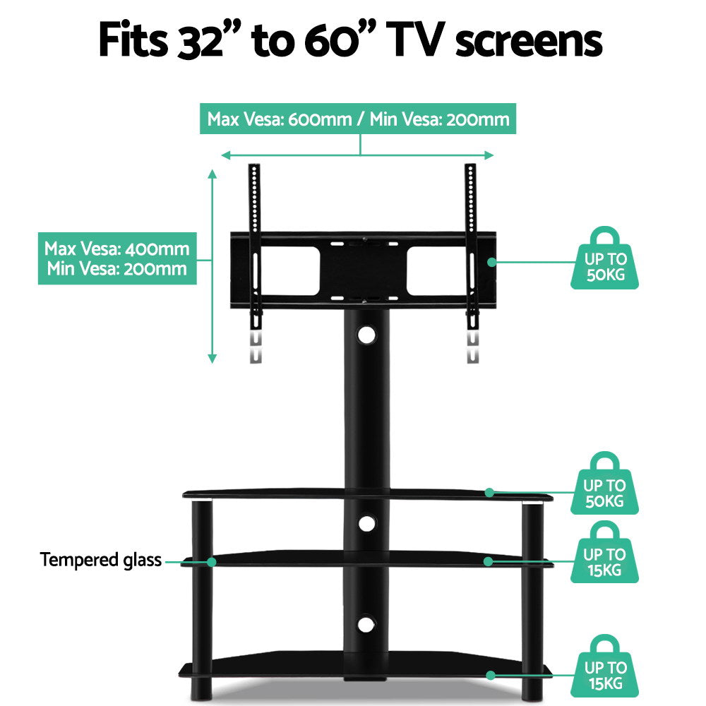 Atlas TV Floor Stand – Black – 32-60 Inch