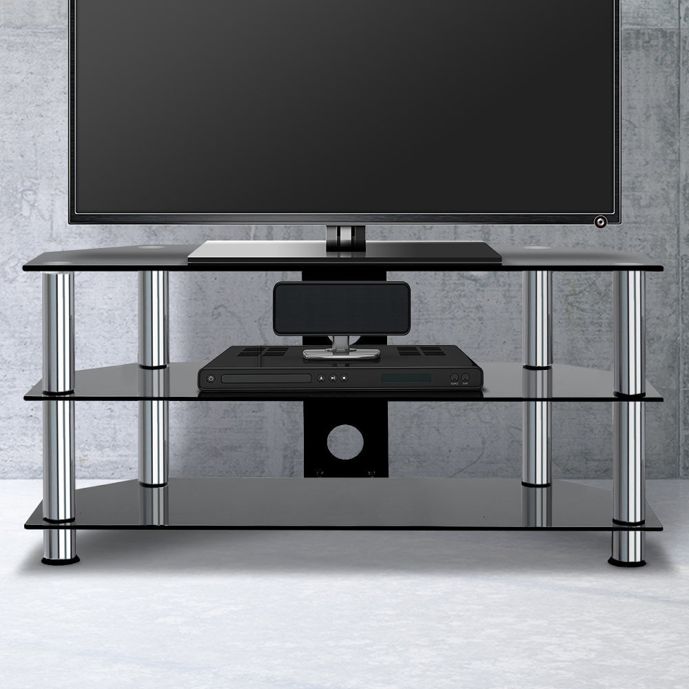 Cove TV Stand 3 Tiers Storage Shelf Rack Tempered Glass Entertainment Unit