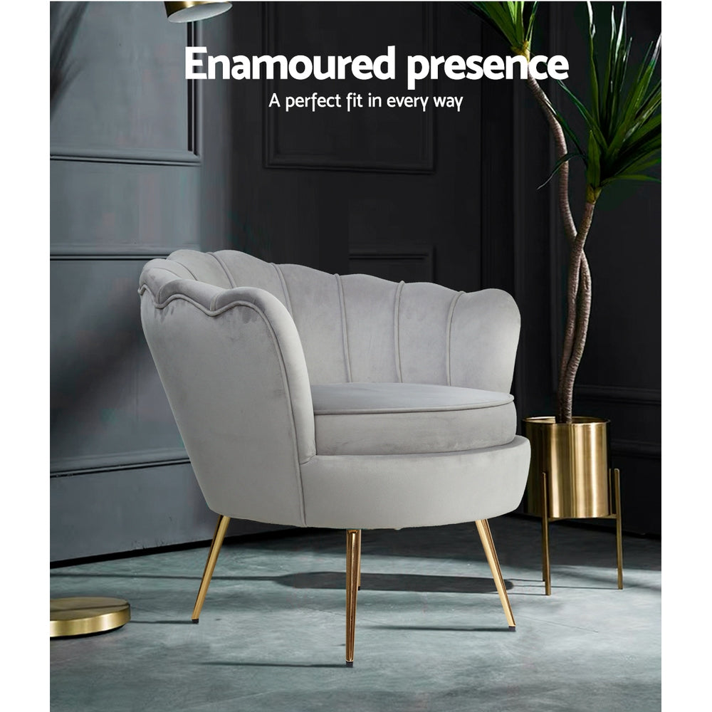 Preston Velvet Armchair – Grey