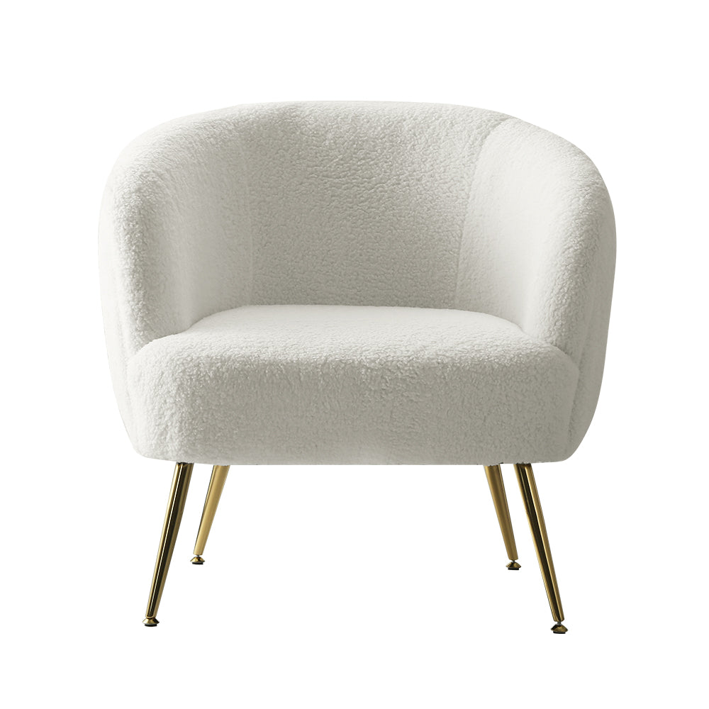 Carneiro Sherpa Boucle Armchair – White – 70 cm
