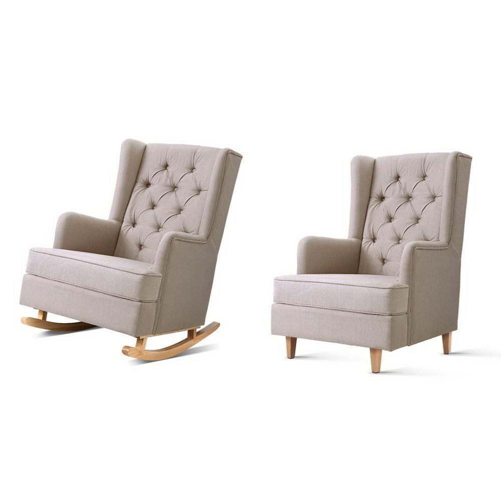 Avalon Linen Rocking Chair – Beige – Convertible
