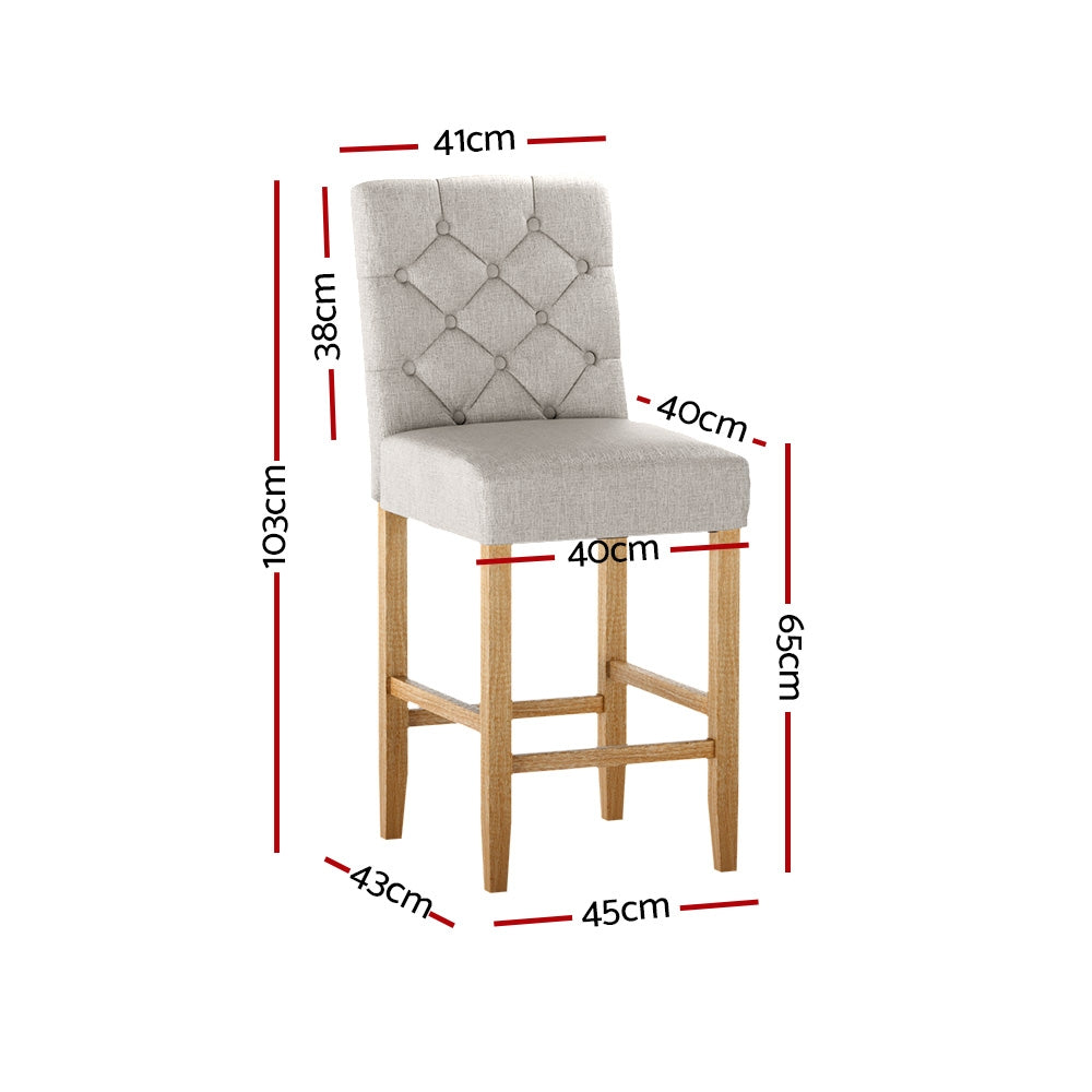 Artem Tufted Bar Stools – Beige – Set of 2