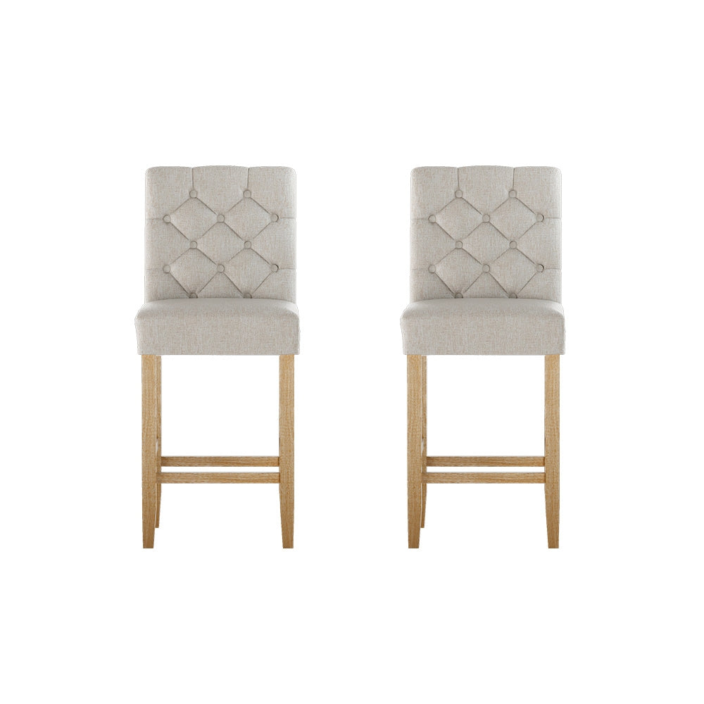 Artem Tufted Bar Stools – Beige – Set of 2