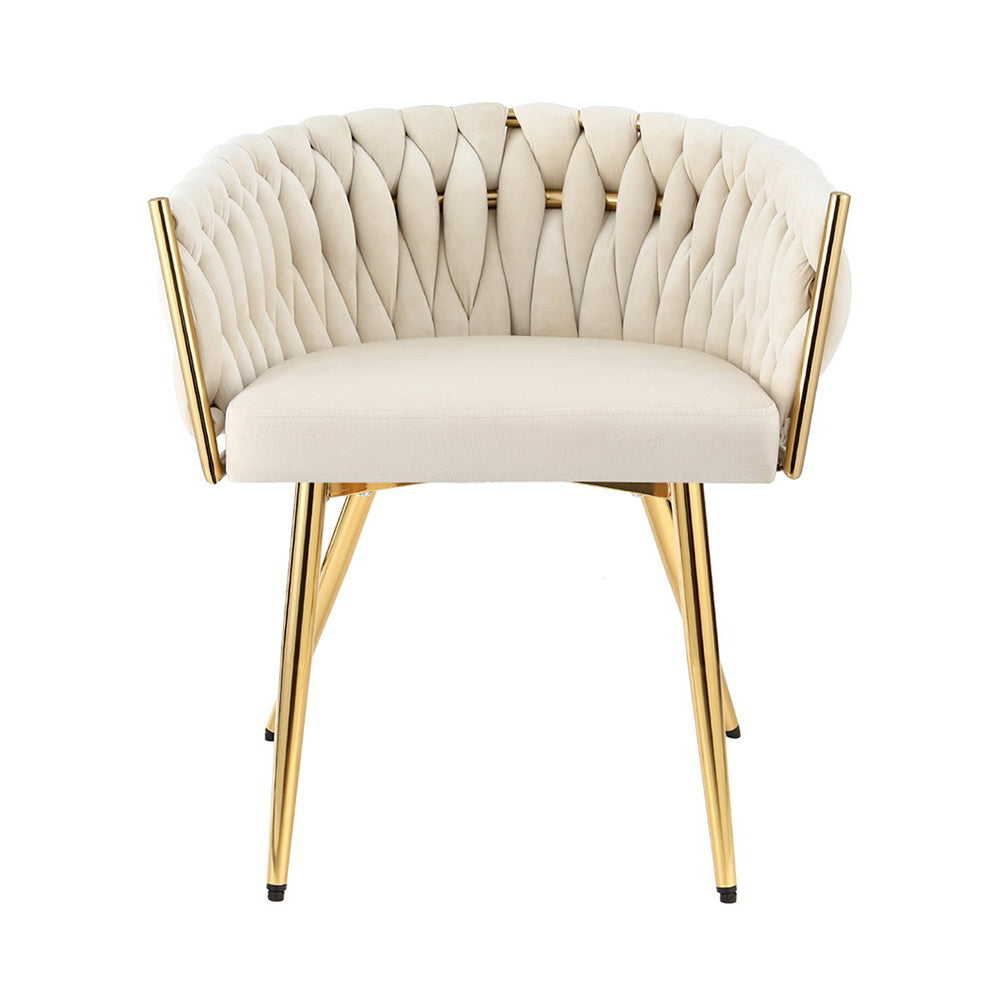 Theron Velvet Dining Chair – Beige – Single