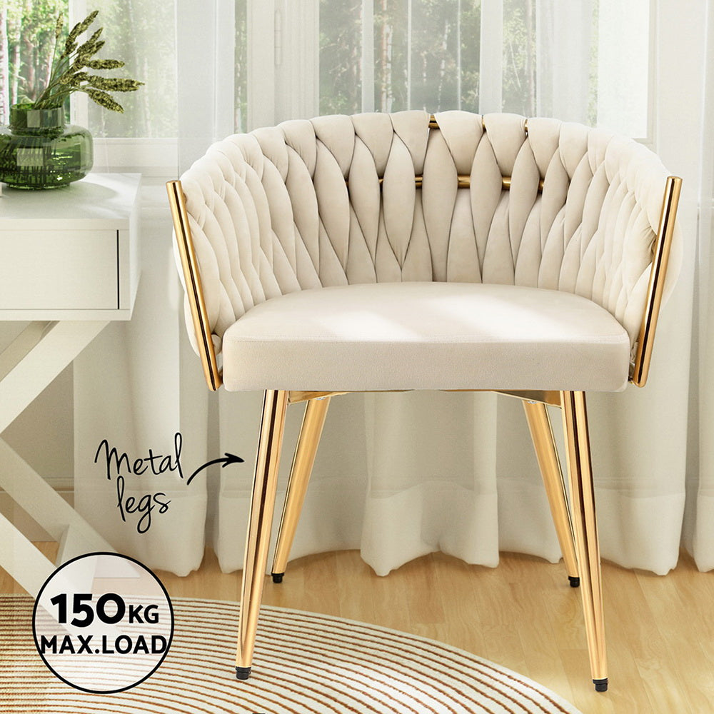 Theron Velvet Dining Chair – Beige – Single