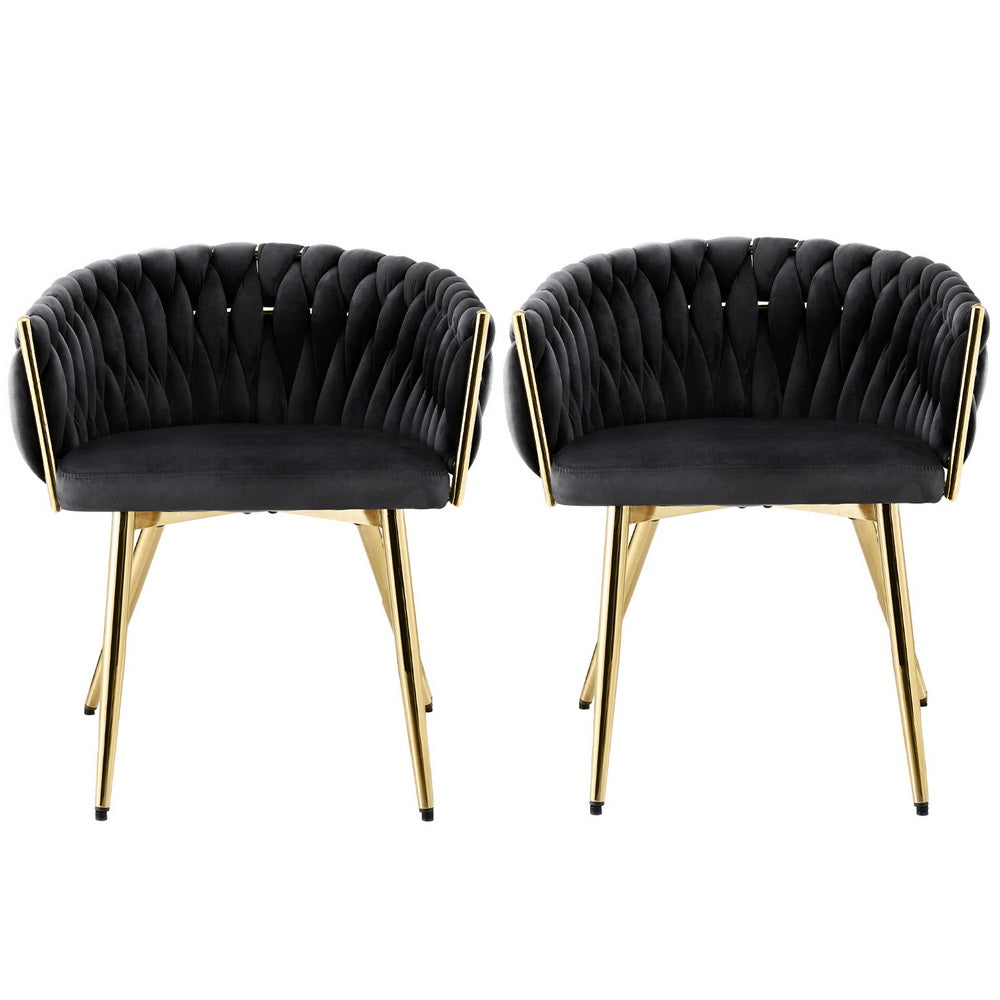 Onyx Velvet Armchairs – Black – Set of 2