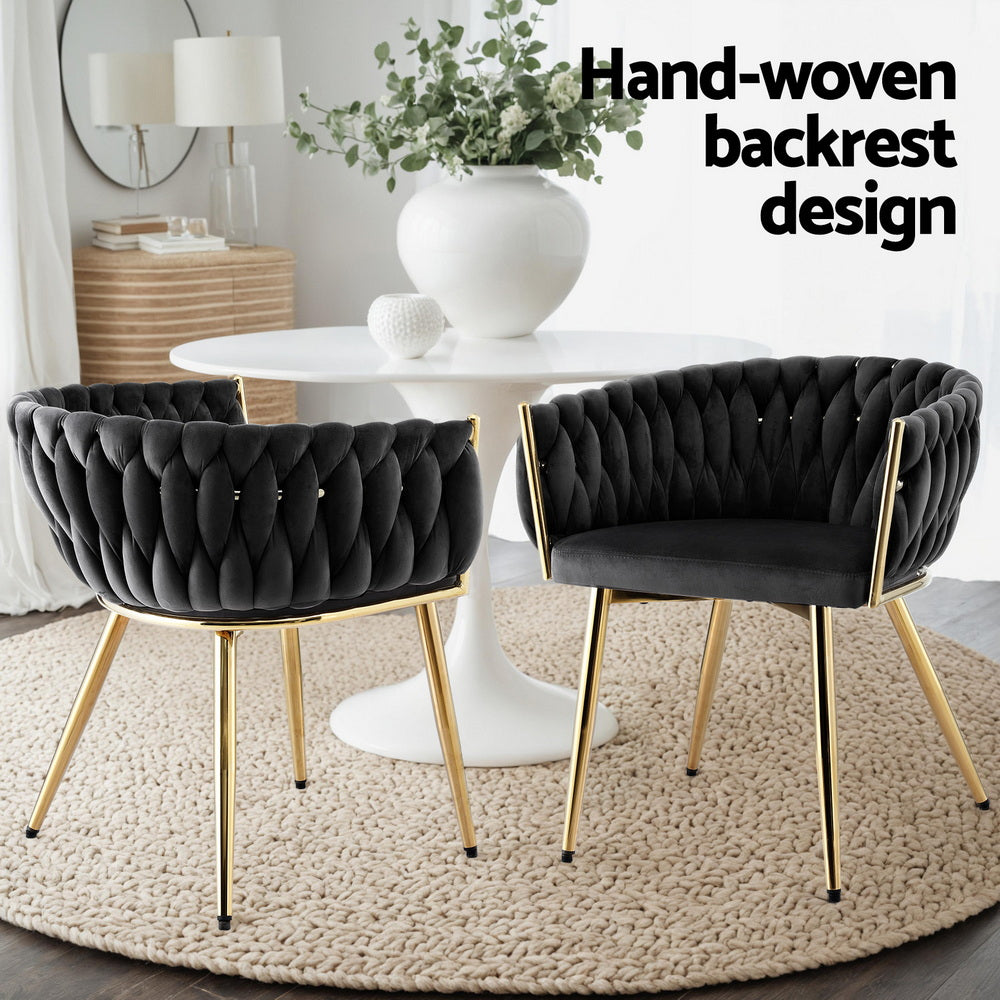 Onyx Velvet Armchairs – Black – Set of 2