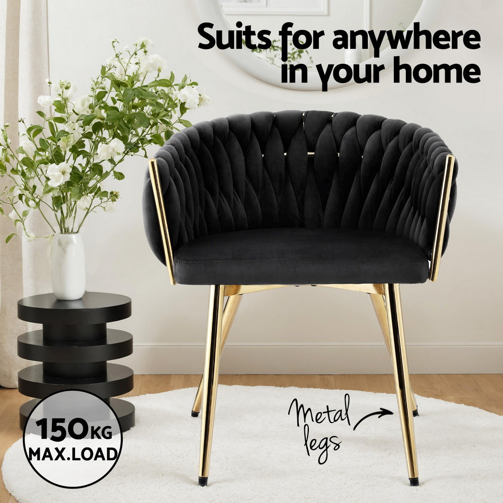 Onyx Velvet Armchairs – Black – Set of 2