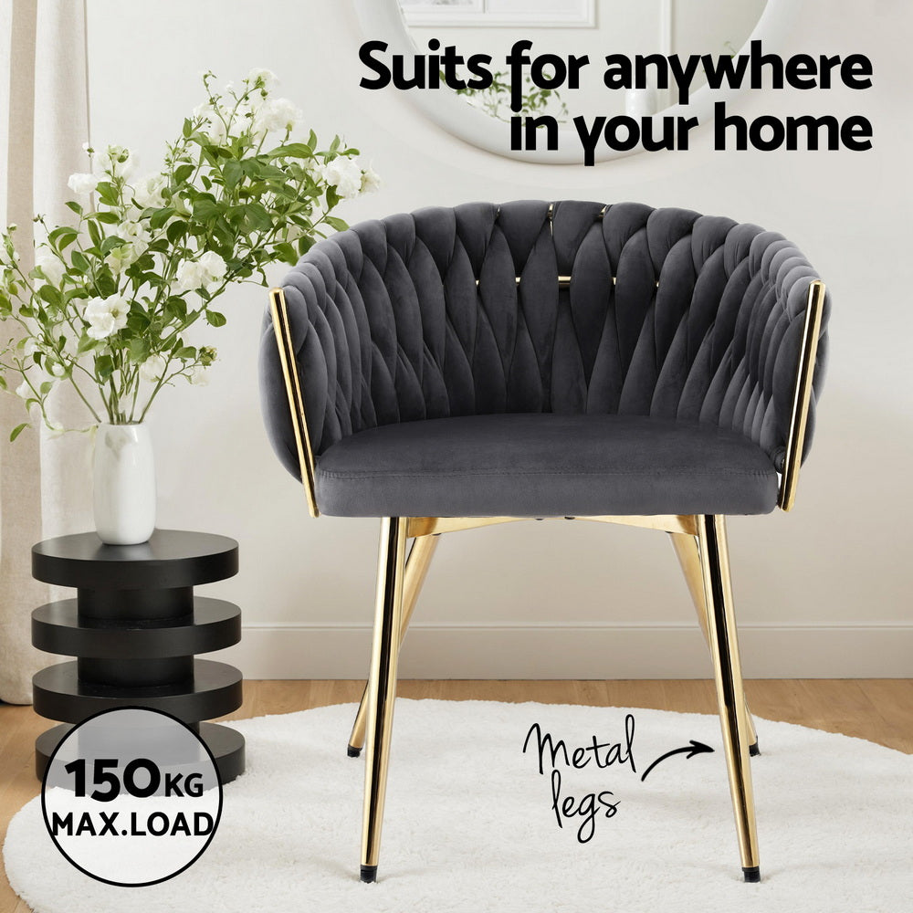 Haven Velvet Armchair – Grey – Single