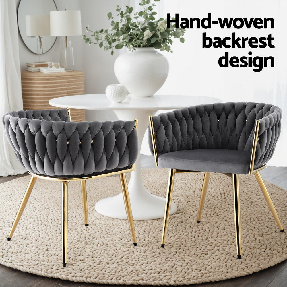Sterling Velvet Armchairs – Grey – Set of 2