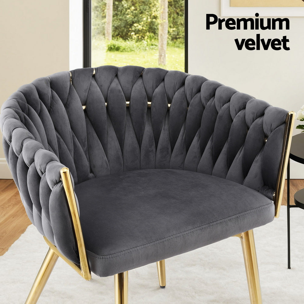 Sterling Velvet Armchairs – Grey – Set of 2