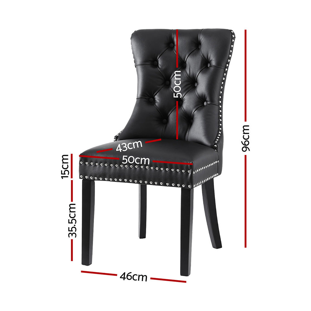 Breslin Leather Dining Chairs – Black – Set of 2