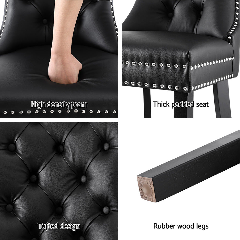 Breslin Leather Dining Chairs – Black – Set of 2