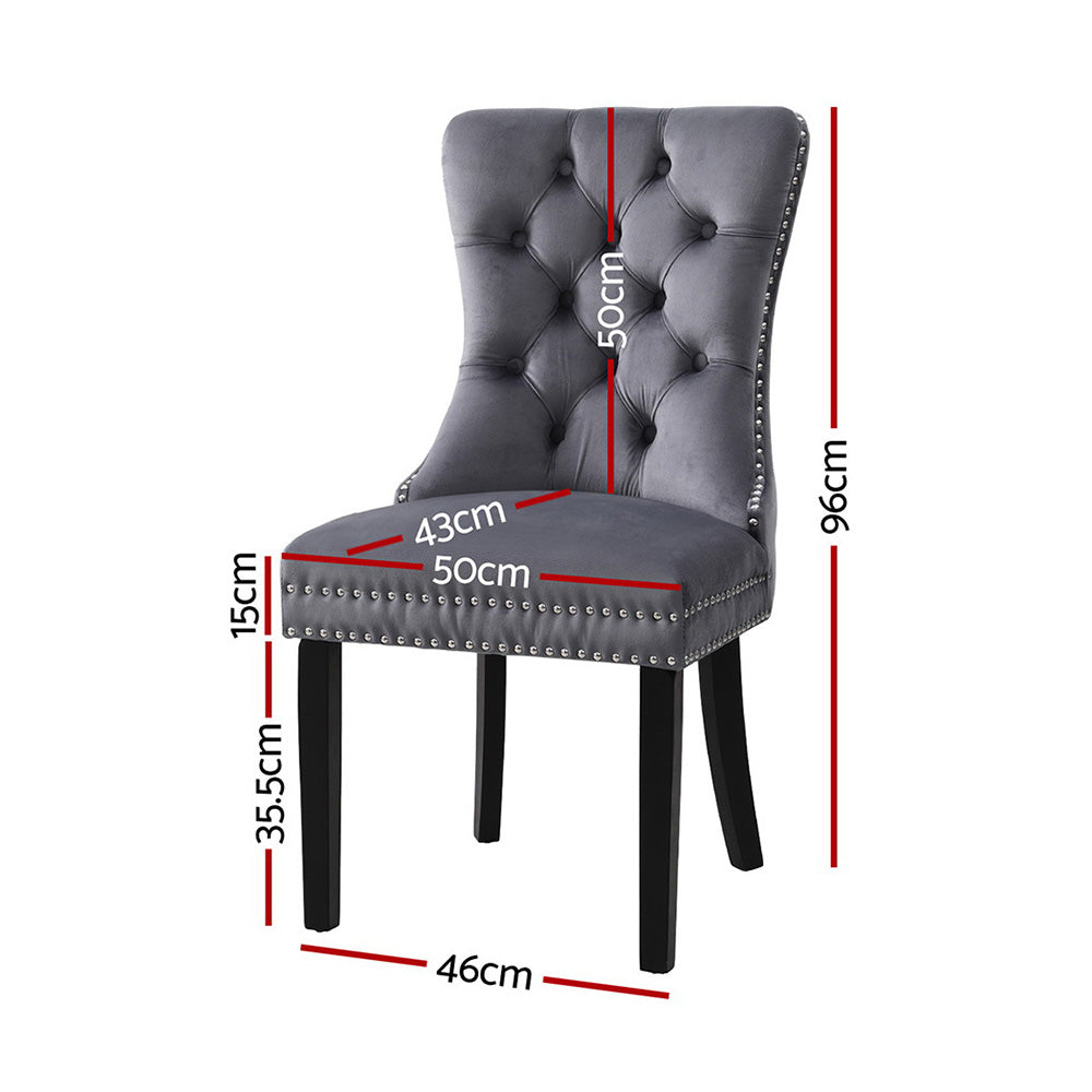 Breslin Velvet Dining Chairs – Grey – Set of 2