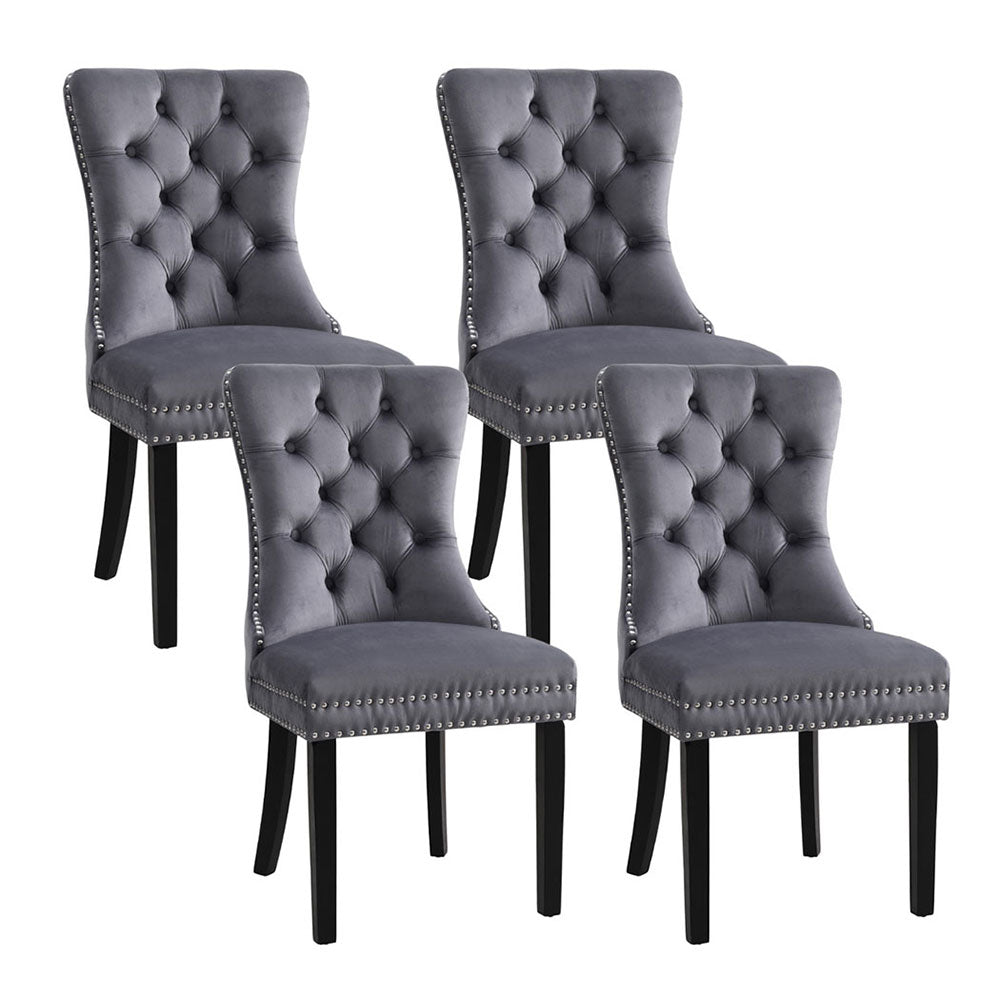 Nova 1 Set of 4 Dining Chairs Grey Velvet