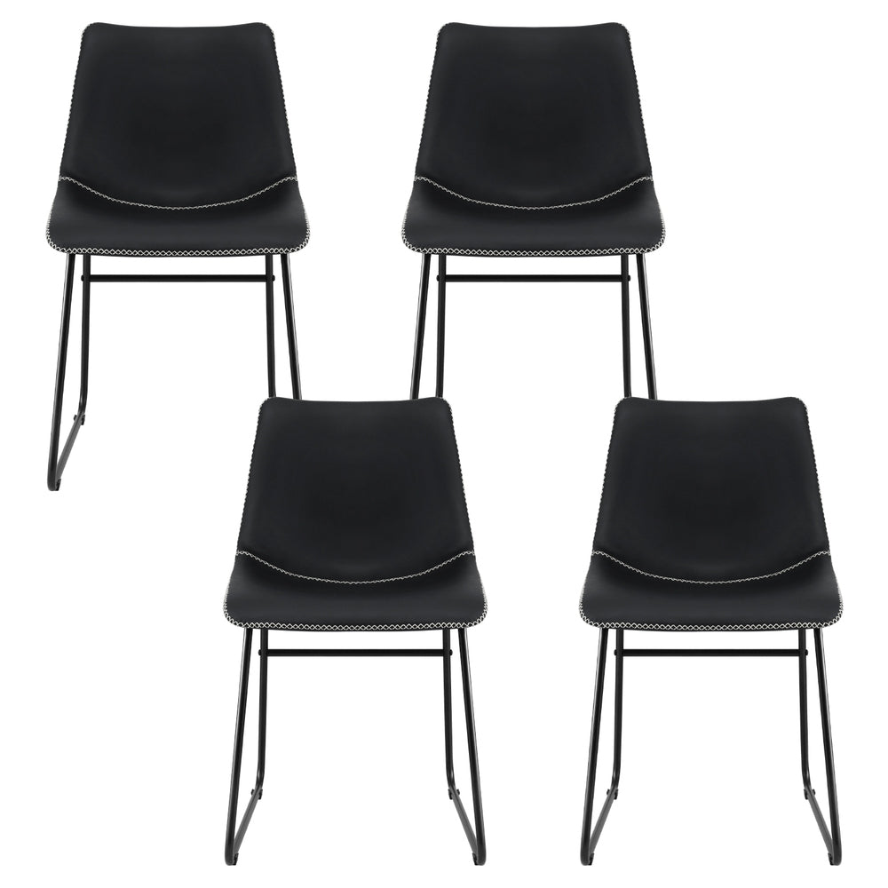 Linden Retro Dining Chairs – Black – Set of 4