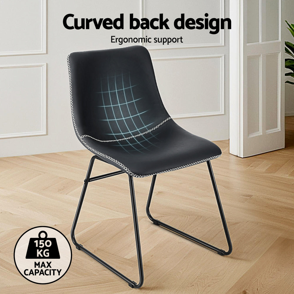 Linden Retro Dining Chairs – Black – Set of 4