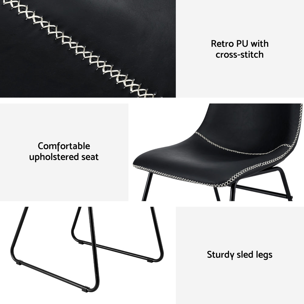 Linden Retro Dining Chairs – Black – Set of 4